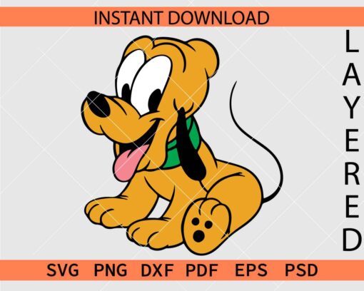 Happy Baby Pluto Sitting SVG, Baby Pluto Colored SVG