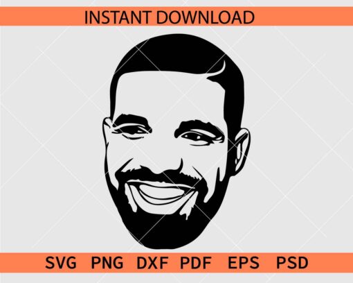 Happy Drake Face Portrait Vector SVG, Drake Face Portrait Stencil SVG