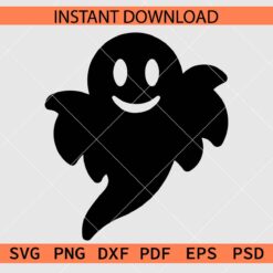 Happy Ghost Silhouette SVG, Halloween Flying Ghost SVG