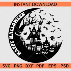 Happy Halloween Crescent Moon SVG, Happy Halloween Night Vision SVG