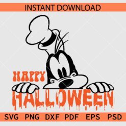 Happy Halloween Goofy Peeking SVG, Goofy Dog Peeking Happy Halloween Décor SVG
