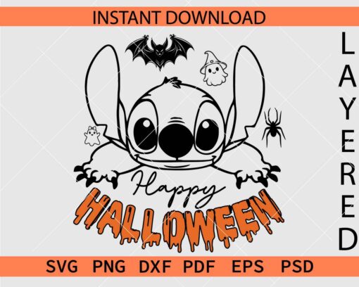 Happy Halloween Stitch SVG, Stitch Happy Halloween SVG