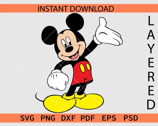 Happy Mickey Layered Clipart SVG, Laughing Mickey Mouse Vector SVG