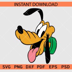 Happy Pluto Head with Green Collar SVG