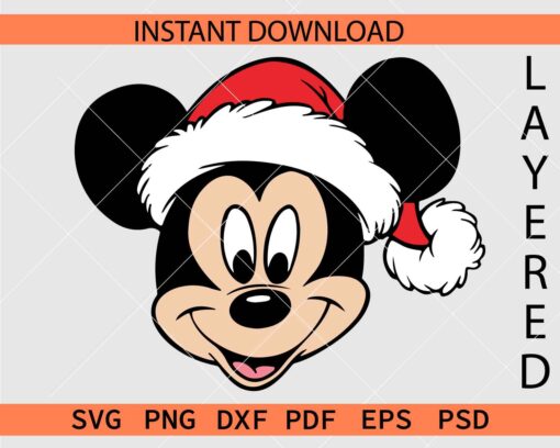 Happy Santa Mickey Head SVG, Laughing Christmas Mickey Mouse Head SVG