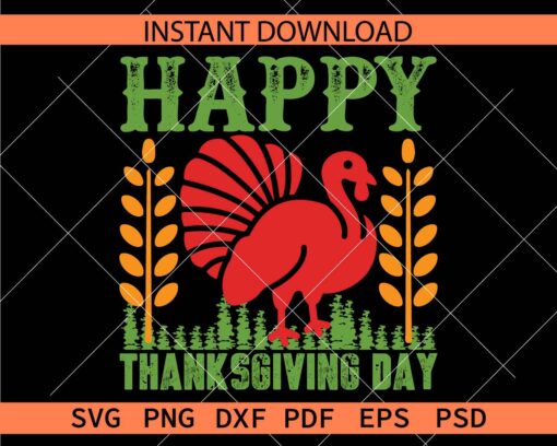 Happy Thanksgiving Day Turkey SVG, Turkey Happy Thanksgiving Day Stencil SVG