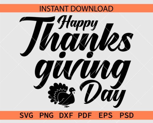 Happy Thanksgiving Day Turkey Silhouette SVG