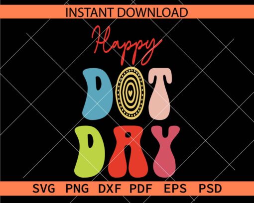Happy dot day for a black background SVG