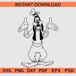 Happy goofy standing sketch SVG, Happy goofy standing Outline SVG