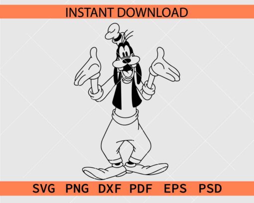 Happy goofy standing sketch SVG, Happy goofy standing Outline SVG