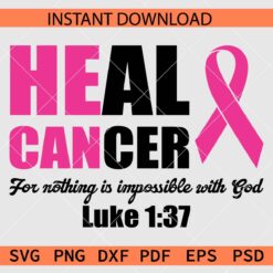 Heal Cancer Ribbon Luke 1 37 Clipart SVG