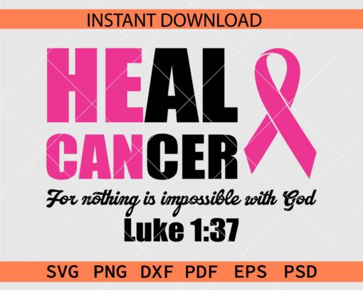 Heal Cancer Ribbon Luke 1 37 Clipart SVG