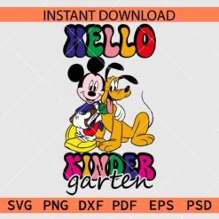 Hello Kindergarten Mickey and Pluto Vector SVG