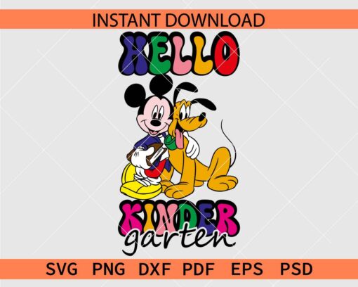 Hello Kindergarten Mickey and Pluto Vector SVG