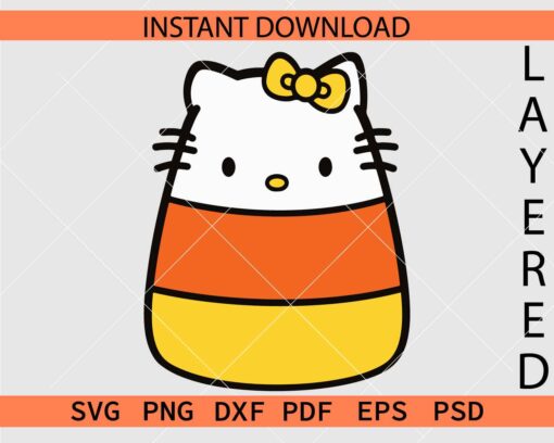 Hello Kitty Candy Corn Layered SVG, Halloween Candy Corn Layered SVG