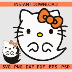 Hello Kitty Ghost SVG, Halloween Kitten Ghost Décor SVG