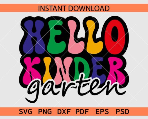 Hello kindergarten retro text Vector SVG, Retro Hello kindergarten Décor SVG