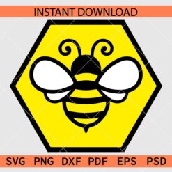 Honey Bee SVG Vector SVG, Layered Bee inside Hexagon Clipart SVG