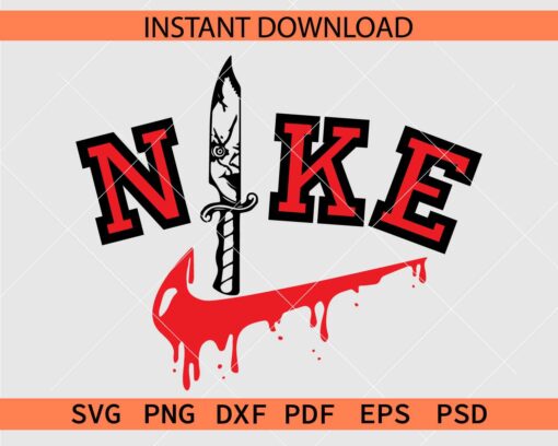 Horror Movie Character Chucky Knife Nike SVG
