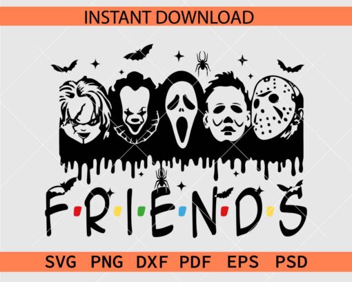 Horror Movie Characters Stencil SVG, Halloween Friends Décor SVG