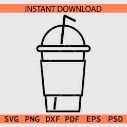 Iced Coffee Tumbler Sketch SVG, Iced Coffee Cup Line Art SVG