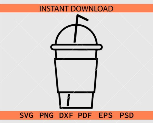 Iced Coffee Tumbler Sketch SVG, Iced Coffee Cup Line Art SVG