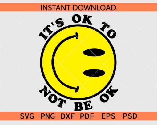 Its okay to not be okay inverted smile SVG