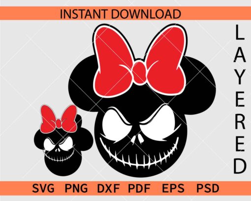 Jack Skellington Minnie Head Vector SVG