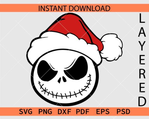 Jack Skellington with Santa Hat Décor SVG