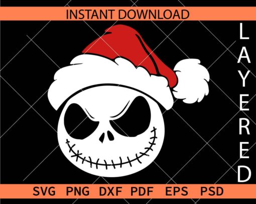Jack Skellington with Santa Hat Décor SVG