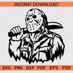Jason Voorhees with mask SVG, Jason Voorhees carrying Knife SVG