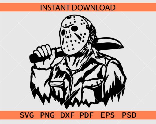 Jason Voorhees with mask SVG, Jason Voorhees carrying Knife SVG