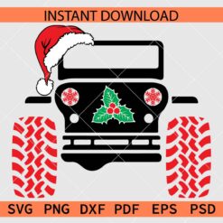 Jeep with Santa Hat SVG