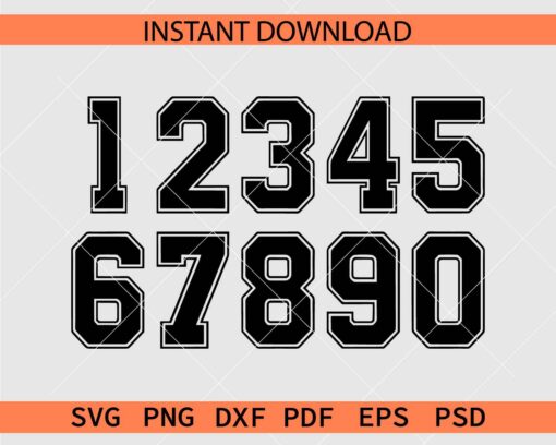 Jersey Numbers Décor SVG, Sports Numbers Drawing SVG