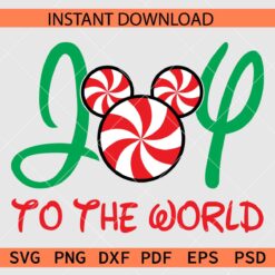 Joy to the world Peppermint Mickey Stencil SVG