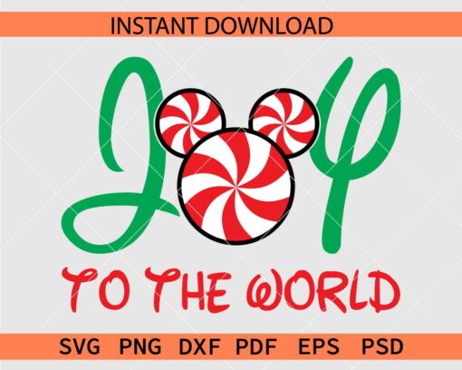 Joy to the world Peppermint Mickey Stencil SVG