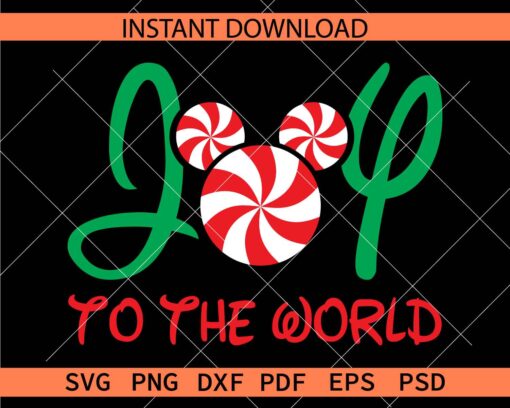 Joy to the world Peppermint Mickey Stencil SVG