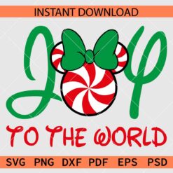 Joy to the world Peppermint Minnie Stencil SVG