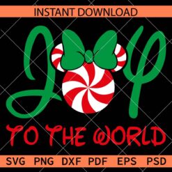 Joy to the world Peppermint Minnie Stencil SVG