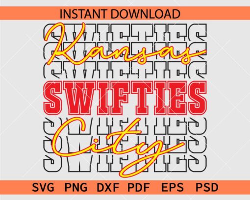 Kansas City Swifties Stacked SVG, KC Swifties Stacked Stencil SVG