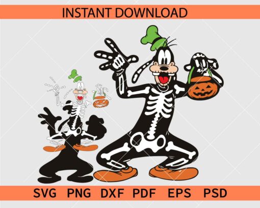 Layered Disney Halloween Goofy Skeleton Stencil SVG