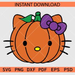 Layered Kitten Face Pumpkin Vector SVG, Pumpkin Cat Face with Bow Stencil SVG