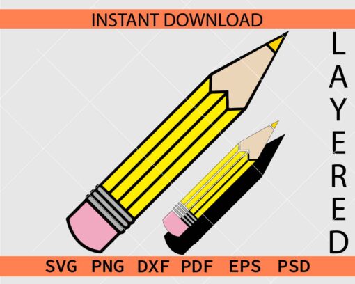 Layered Pencil Vector SVG, Colored Pencil Clipart SVG