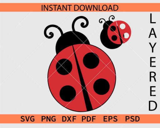 Layered lady bug Décor SVG, Lady bug Wing Spread Vector SVG