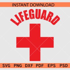 Lifeguard Red Cross Décor SVG, Lifeguard Symbol Stencil SVG, Cross Lifeguard Drawing SVG