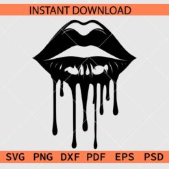 Lips Dripping Stencil SVG, Dripping Lips Clipart SVG