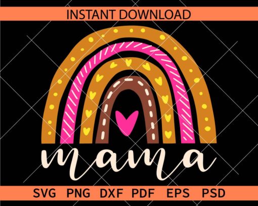 Mama Boho Rainbow SVG, Rainbow Mama Clip Art SVG