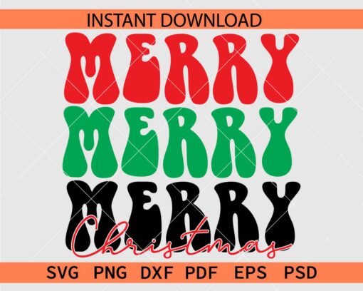 Merry Merry Christmas Clipart SVG, Stacked Merry Christmas SVG