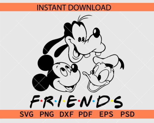 Mickey Goofy and Donald duck friends Stencil SVG