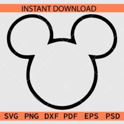Mickey Head Outline SVG, Disney Head Silhouette SVG
